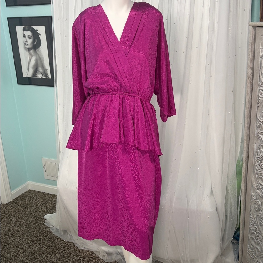 Vtg 80s Pellini after 5 by Von Bramlett peplum dress